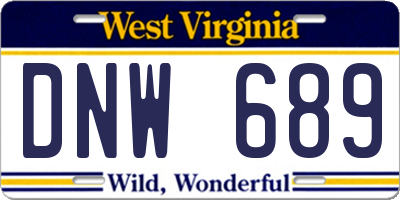 WV license plate DNW689