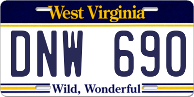 WV license plate DNW690