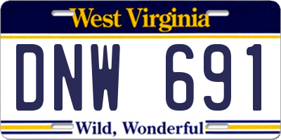WV license plate DNW691