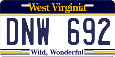 WV license plate DNW692