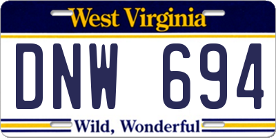 WV license plate DNW694