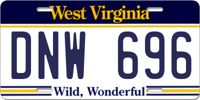 WV license plate DNW696