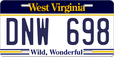 WV license plate DNW698