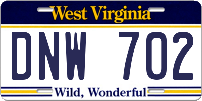 WV license plate DNW702