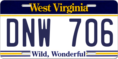 WV license plate DNW706