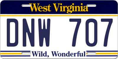 WV license plate DNW707