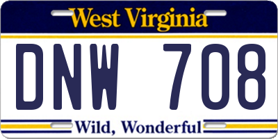WV license plate DNW708