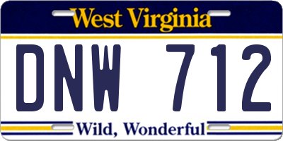 WV license plate DNW712