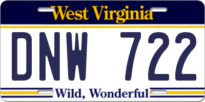 WV license plate DNW722