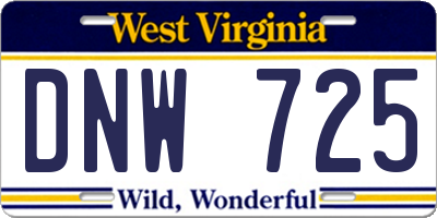 WV license plate DNW725