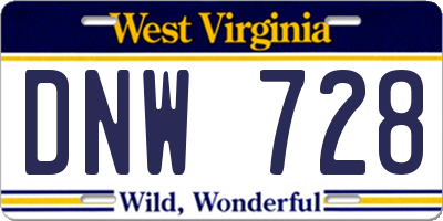 WV license plate DNW728