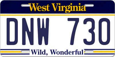WV license plate DNW730