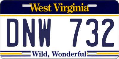 WV license plate DNW732