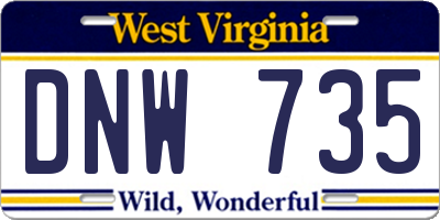 WV license plate DNW735