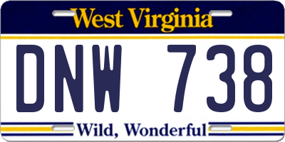 WV license plate DNW738