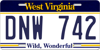WV license plate DNW742