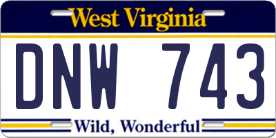 WV license plate DNW743
