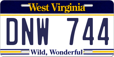 WV license plate DNW744