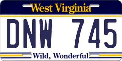 WV license plate DNW745