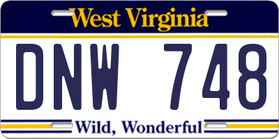 WV license plate DNW748