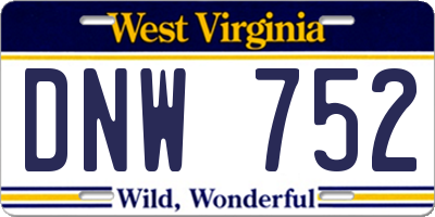 WV license plate DNW752
