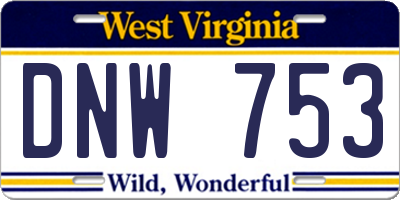 WV license plate DNW753