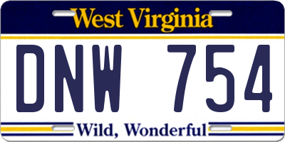 WV license plate DNW754