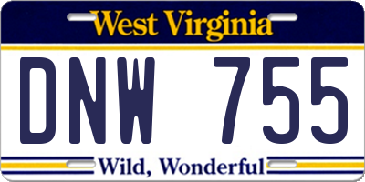 WV license plate DNW755