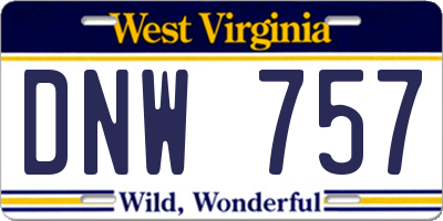 WV license plate DNW757