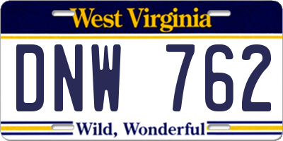 WV license plate DNW762