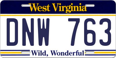 WV license plate DNW763