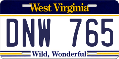 WV license plate DNW765