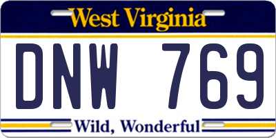 WV license plate DNW769