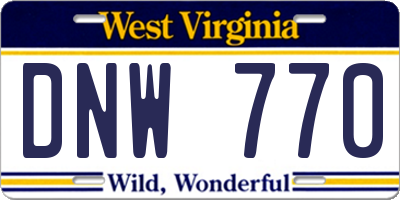 WV license plate DNW770