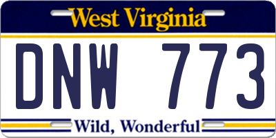 WV license plate DNW773