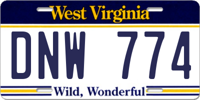 WV license plate DNW774
