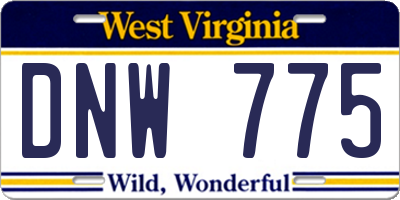 WV license plate DNW775