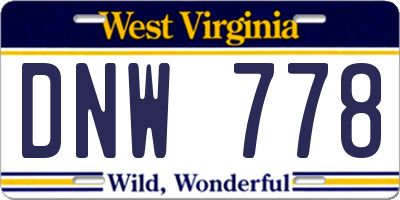 WV license plate DNW778