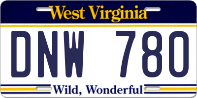 WV license plate DNW780