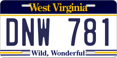 WV license plate DNW781