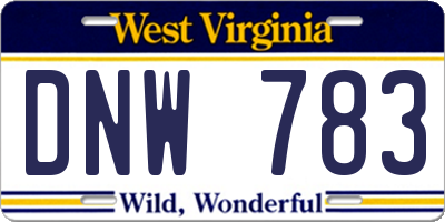 WV license plate DNW783