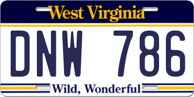 WV license plate DNW786