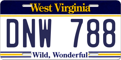 WV license plate DNW788