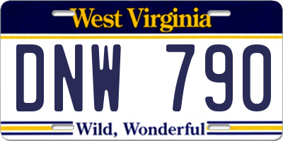 WV license plate DNW790