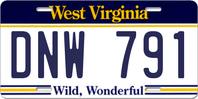 WV license plate DNW791