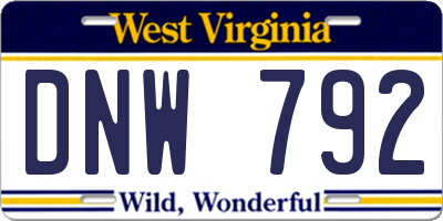 WV license plate DNW792