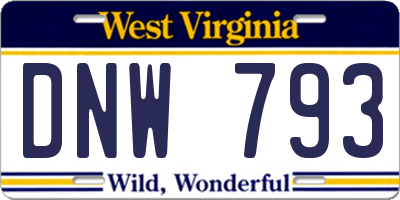 WV license plate DNW793