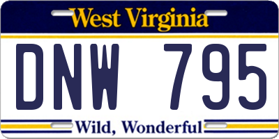 WV license plate DNW795