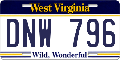WV license plate DNW796