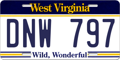WV license plate DNW797